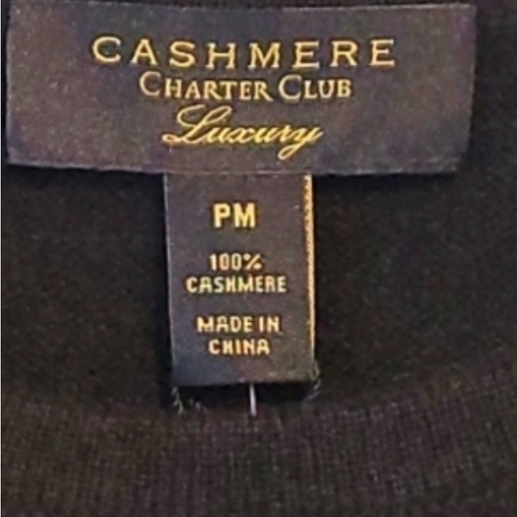 NWT 100% Cashmere Sweater Charter Club Luxury Petite Medium $140. Black - Picture 6 of 8